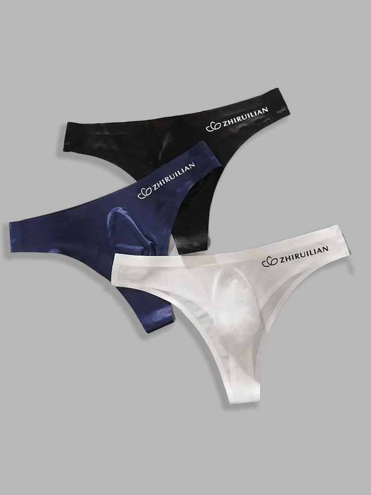 4-pack Men's Sexy Solid Color Letter Seamless Thong