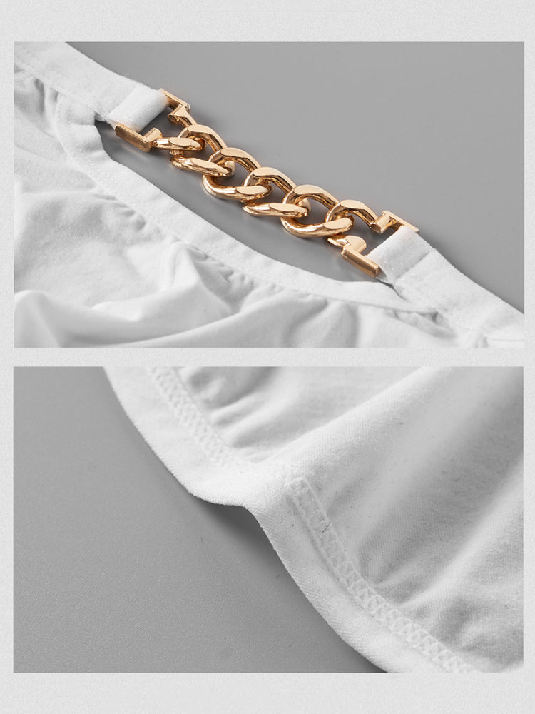 2 Pack Men's U-Pouch Design Metal-Clasp Thin Briefs