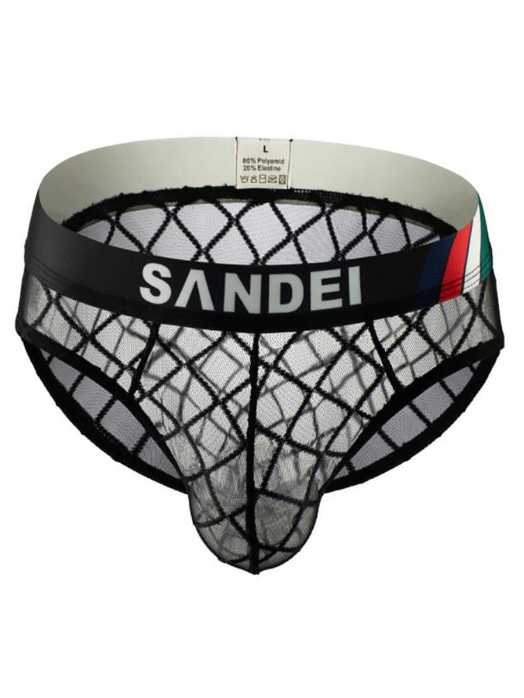 3 Pack Men's Low-Rise Lace Sexy Mesh Briefs And Thongs