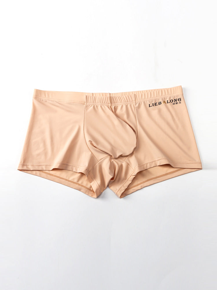 3 Pack Men's Breathable Ice Silk Double-Layered Big Pouch Sexy Boxer Briefs