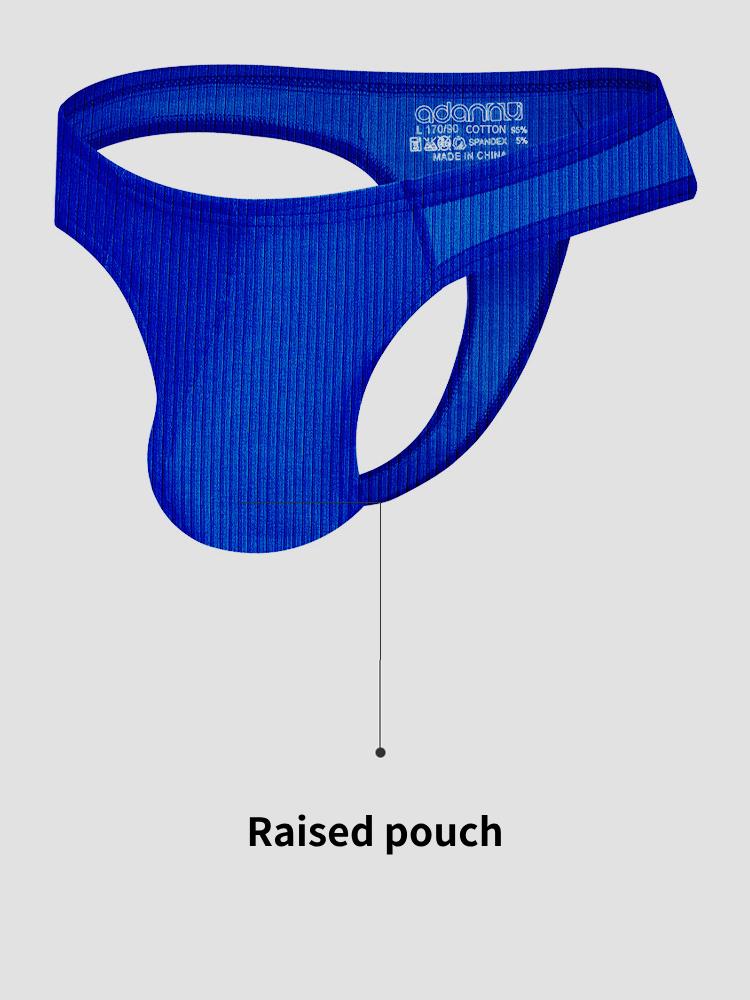 2-pack Men's Ribbed Low-rise Solid Color Thong