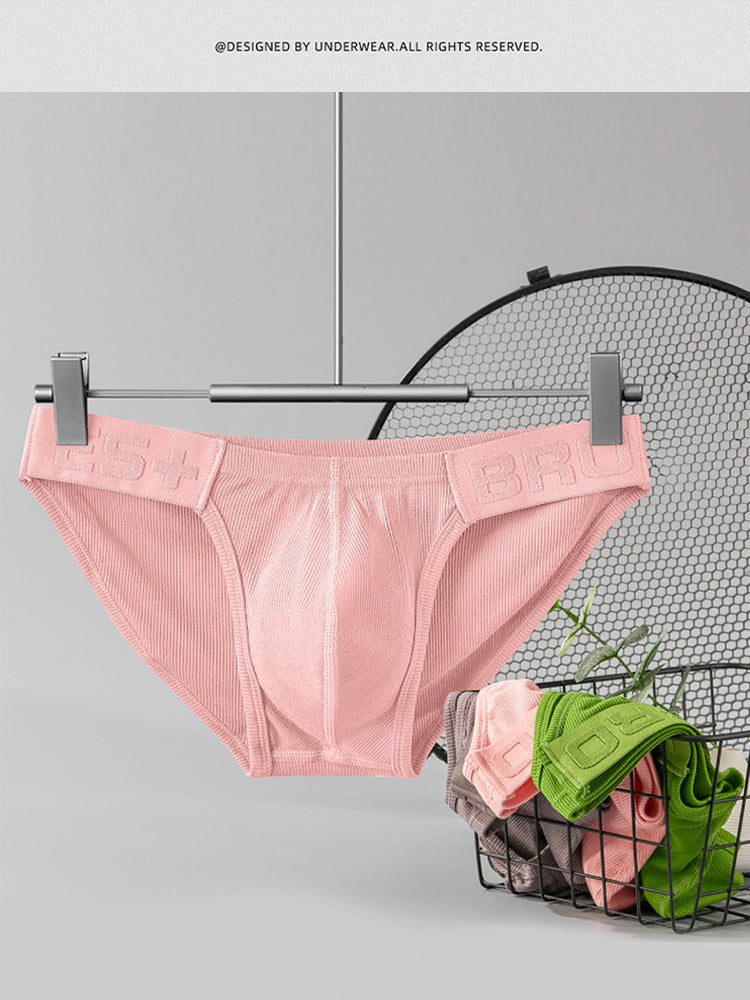 2 Pack Men's Solid Color Low Rise Sweat-Absorbent Large U-Shaped Small Pocket Briefs