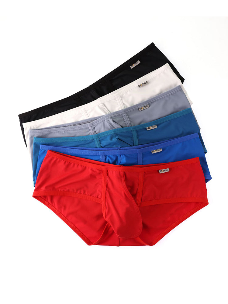 2 Pack Men's Low-Rise Contoured Pouch Stretch Fit Sporty Cut Trunks