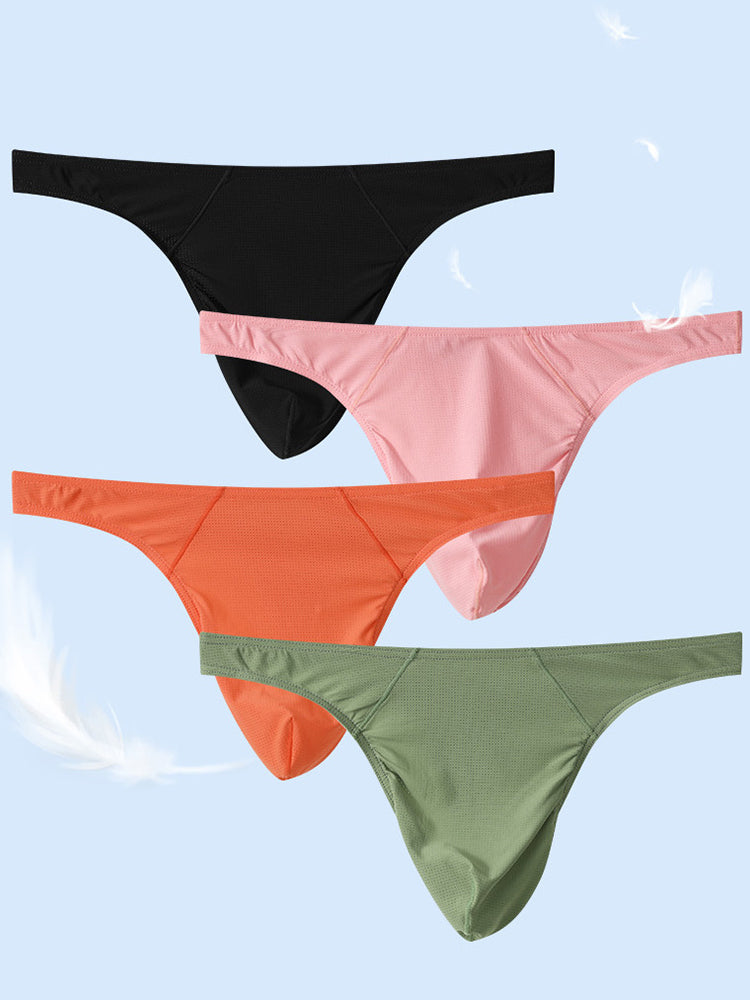 3 Pack Men's Low-Rise Performance Thong - Breathable Mesh & Smooth Fabric