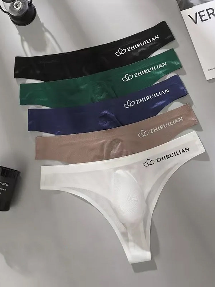 4-pack Men's Sexy Solid Color Letter Seamless Thong