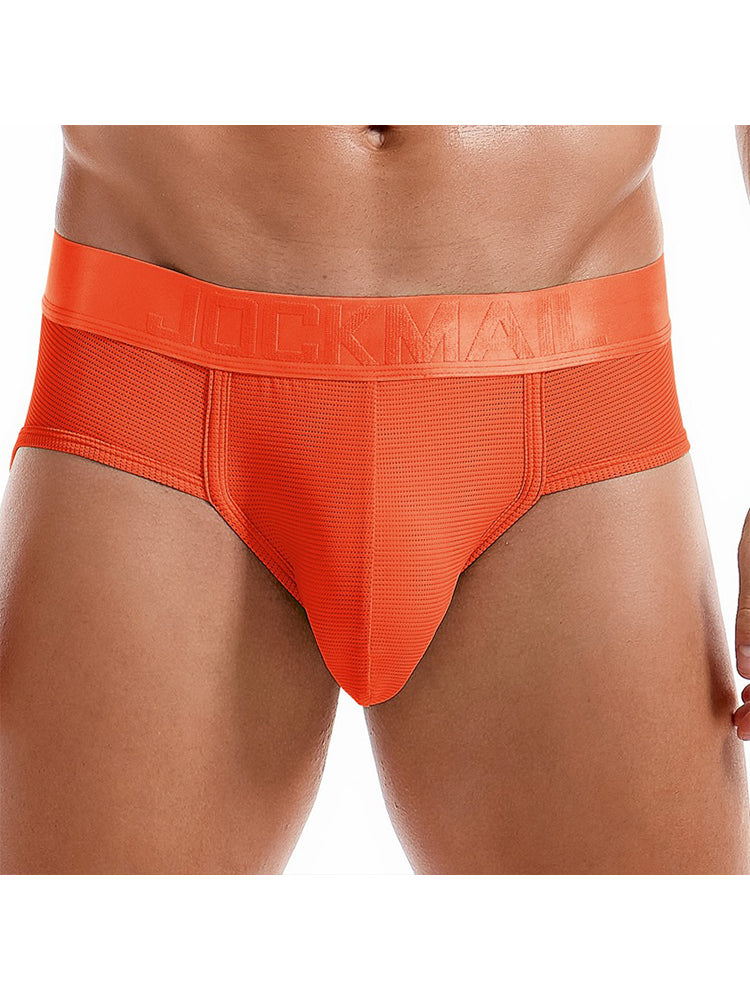 Men's Solid Color Mesh Breathable Sports Fitness Briefs