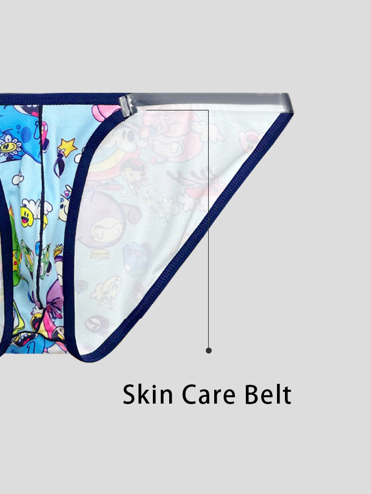 2 Pack Men's Trendy Printed Cartoon Comfortable and Breathable Bikini