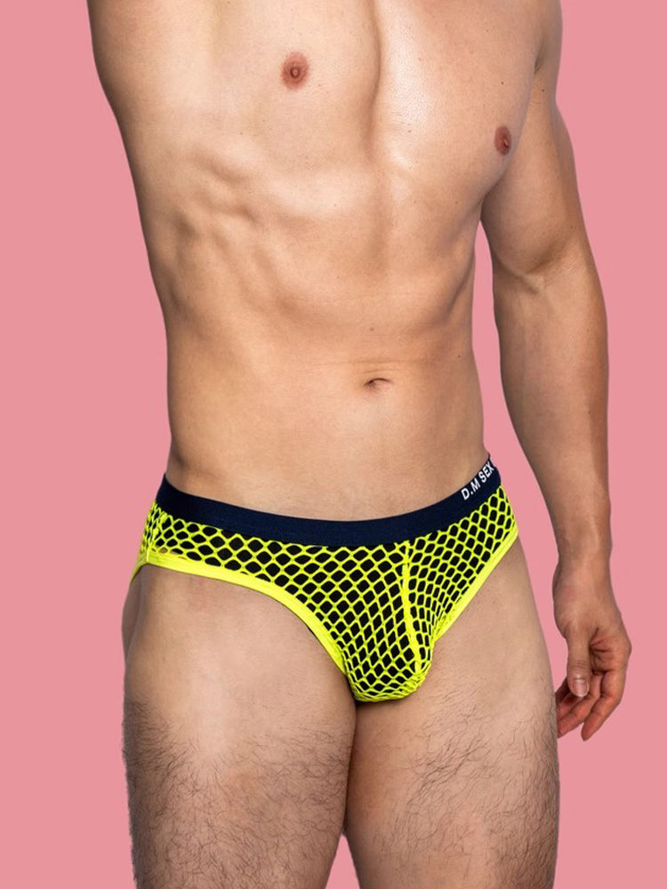 3 Pack Men's Low-Waist Sexy Big Mesh Breathable Transparent Sports Briefs