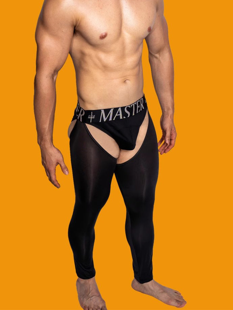 Men's Low-Waist Sexy Hollow Silk-Smooth Semi-Transparent Thermal Pants