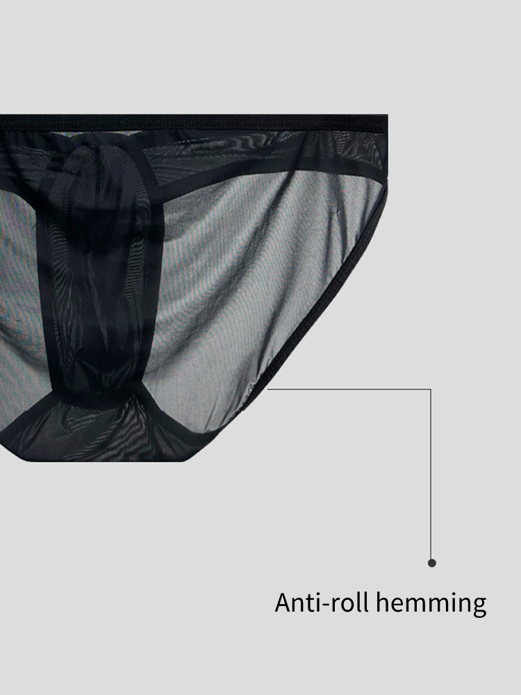 2 Pack Men's Sexy See-Through Triangle Y-Shaped Sleep Briefs