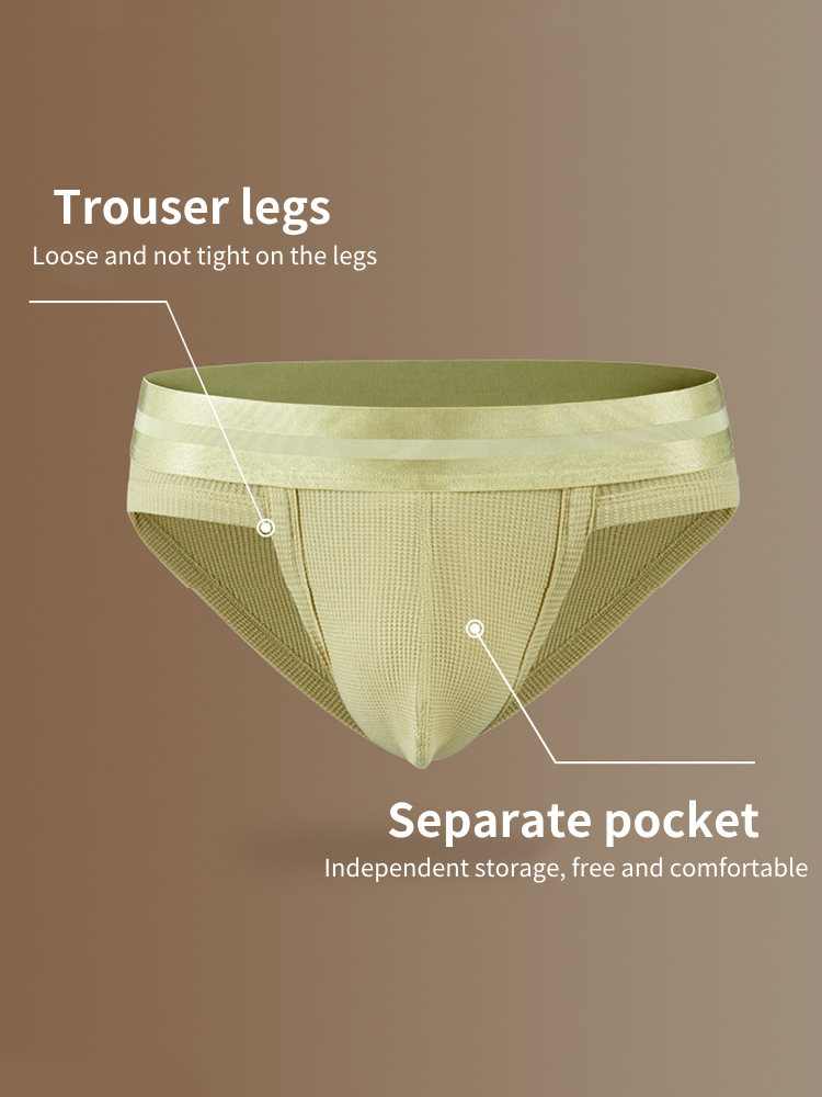 2 Pack Men's Waffle-Knit Cotton Separable Scrotum Support Briefs