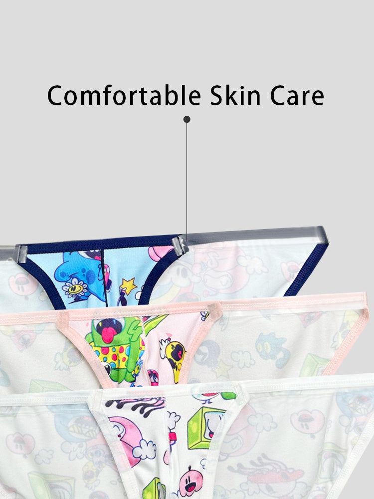 2 Pack Men's Trendy Printed Cartoon Comfortable and Breathable Bikini