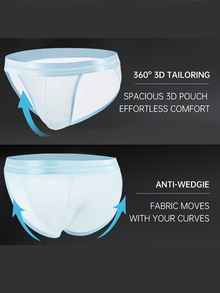 2 Pack Men's Ultra-Soft Ice Silk Quick-Dry Smooth Cooling Briefs
