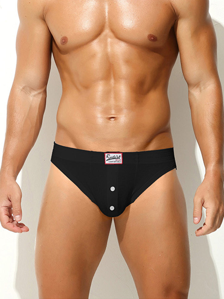 2 Pack Men's Premium Comfortable Fabric Low-Rise U-Shaped Button Fly Briefs