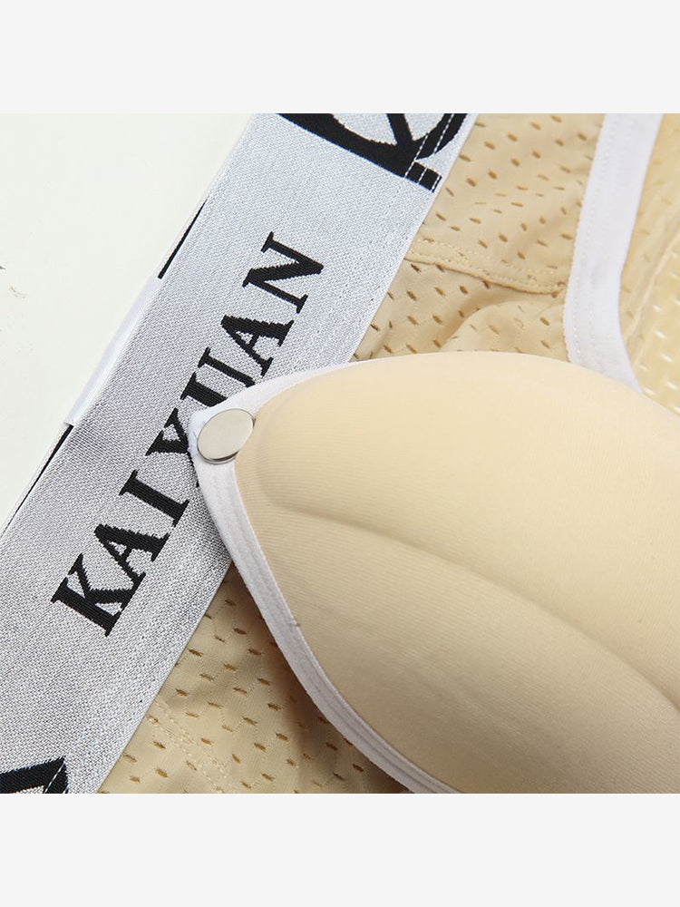 2 Pack Men's Sexy Mesh Front Opening Sponge Coaster Briefs