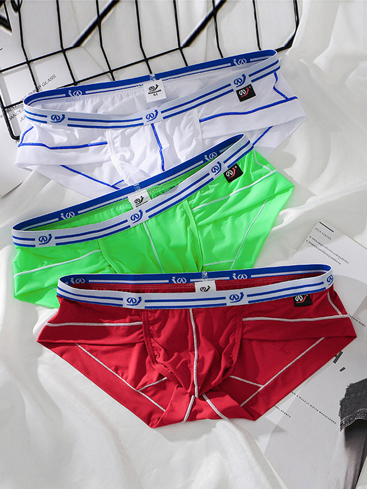 3 Pack Sexy Fashion Ice Silk Solid Color Men's Briefs