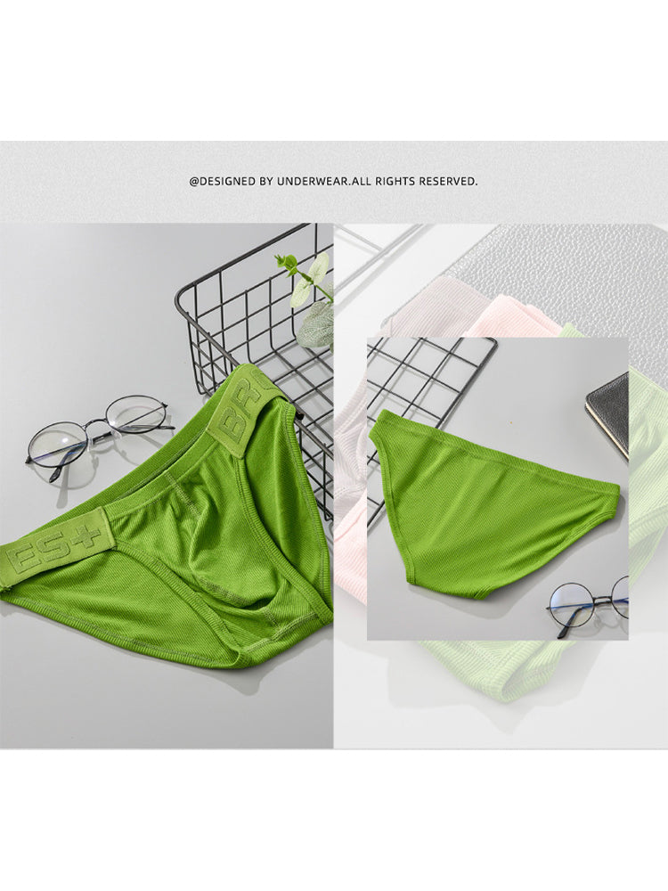 2 Pack Men's Solid Color Low Rise Sweat-Absorbent Large U-Shaped Small Pocket Briefs