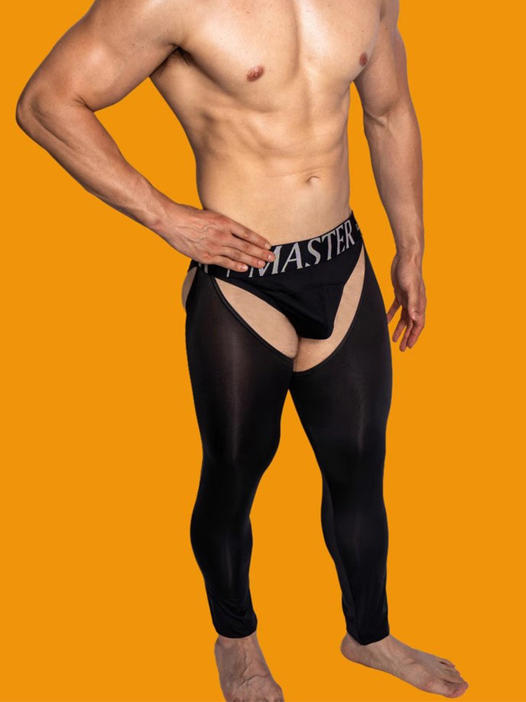 Men's Low-Waist Sexy Hollow Silk-Smooth Semi-Transparent Thermal Pants