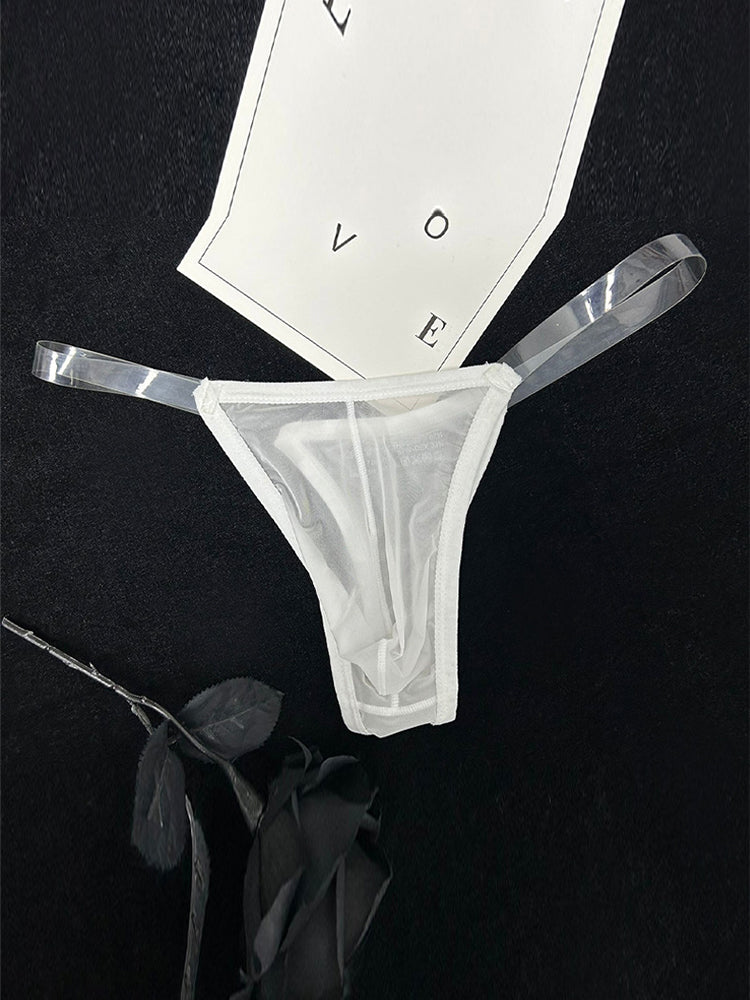 2 Pack Men's Sexy Seamless Semi-Transparent Thong & Strings