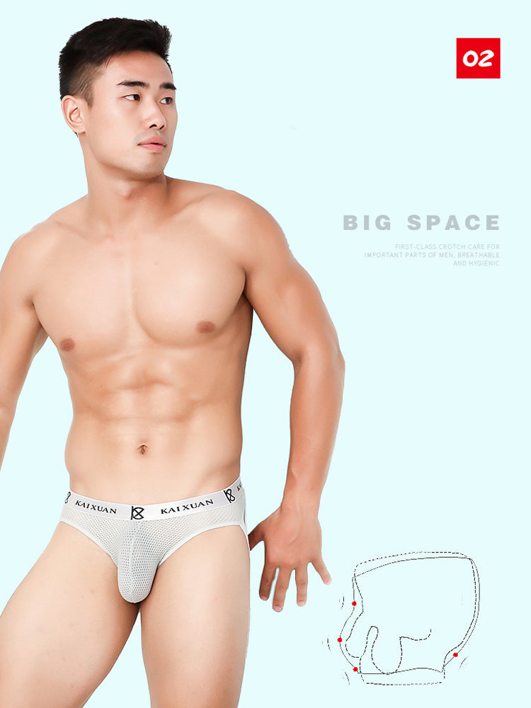 3 Pack Men's Mesh Thong with Stretch & Breathable 3D Support Pouch