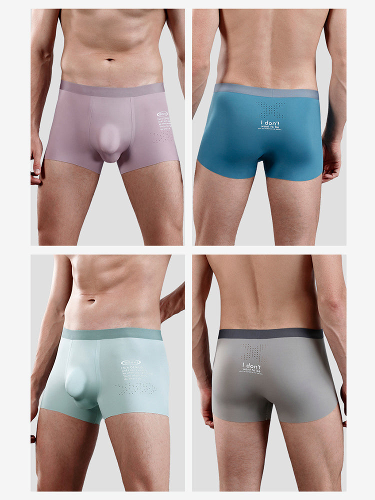 Men's Dual-Raised Support Seamless Solid Color Trunks