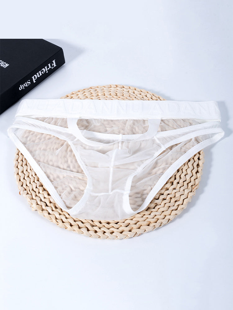 2 Pack Men's Stretch Solid Color Sexy Crotch Single-Layer Briefs