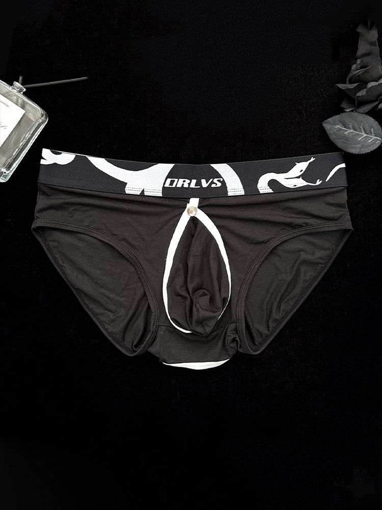 2 Pack Men's Detachable Pouch Open-Crotch Breathable Modal Soft Briefs