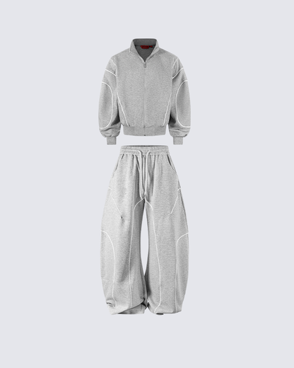 Loose-Fit Sweatpants with White Piping