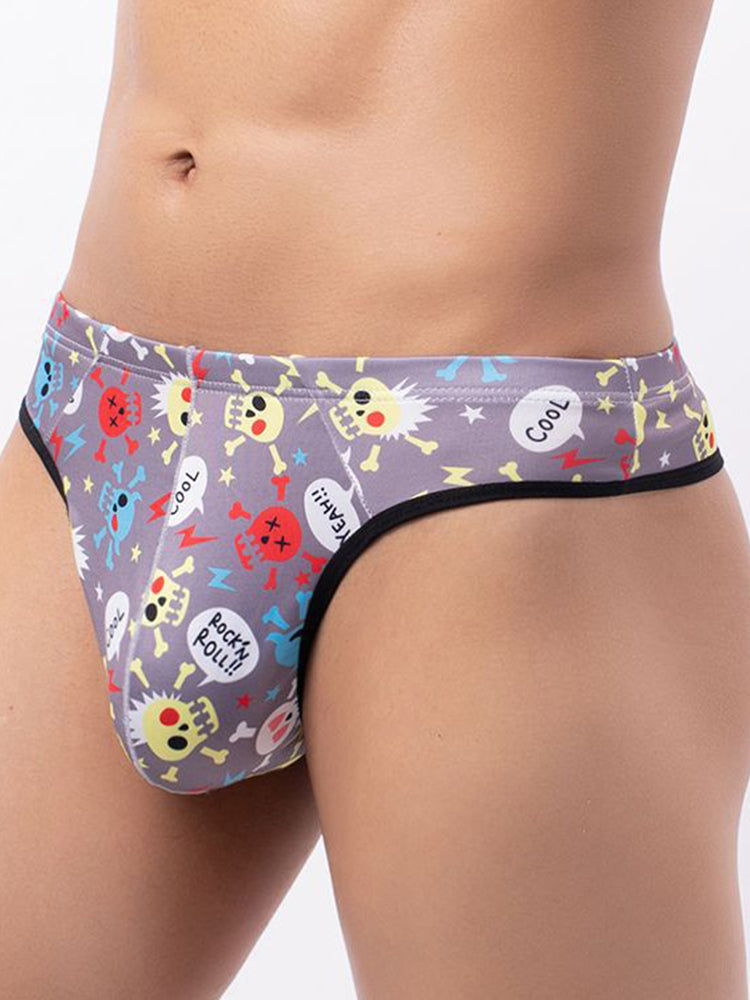 3 Pack Men's Skull Print Thong - Edgy & Sexy