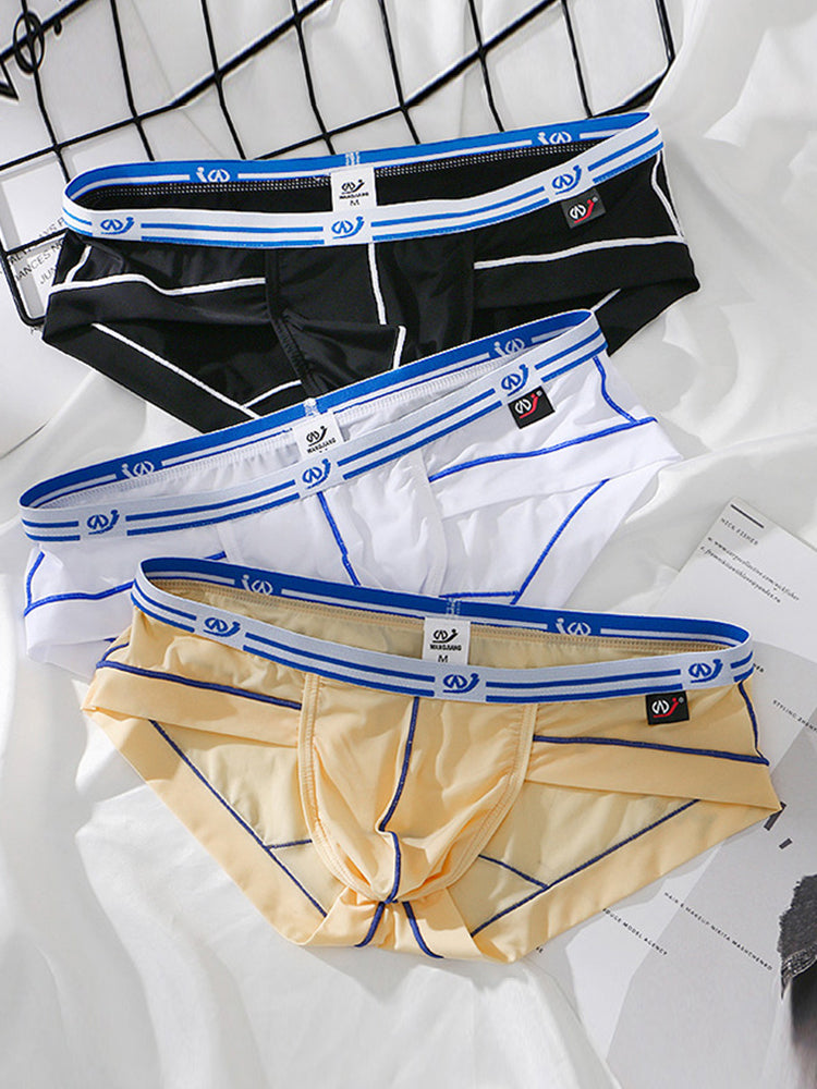 3 Pack Sexy Fashion Ice Silk Solid Color Men's Briefs