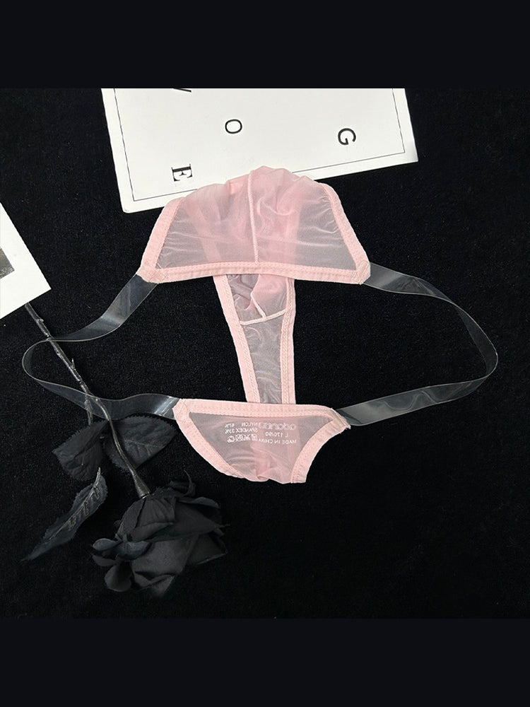 2 Pack Men's Sexy Seamless Semi-Transparent Thong & Strings