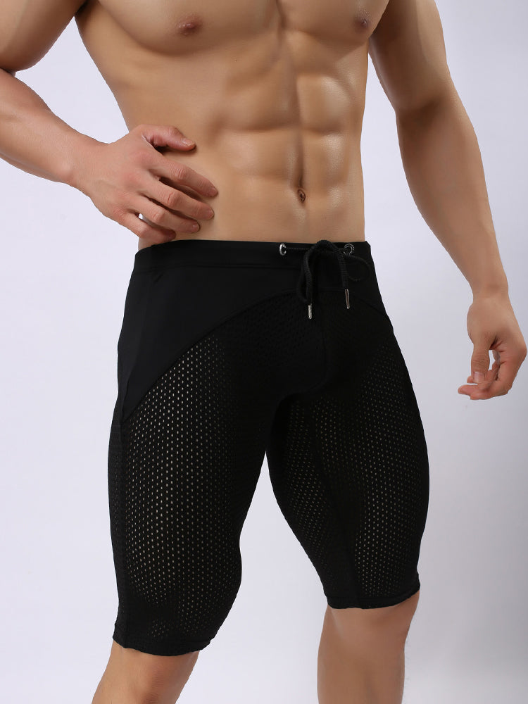Men’s Athletic Compression Tight Shorts with Drawstring