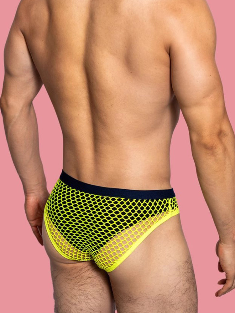 3 Pack Men's Low-Waist Sexy Big Mesh Breathable Transparent Sports Briefs