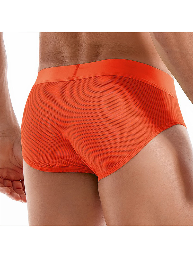 Men's Solid Color Mesh Breathable Sports Fitness Briefs
