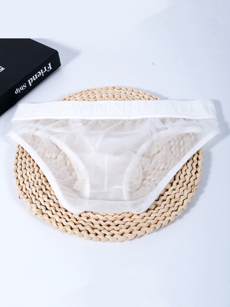 2 Pack Men's Stretch Solid Color Sexy Crotch Single-Layer Briefs