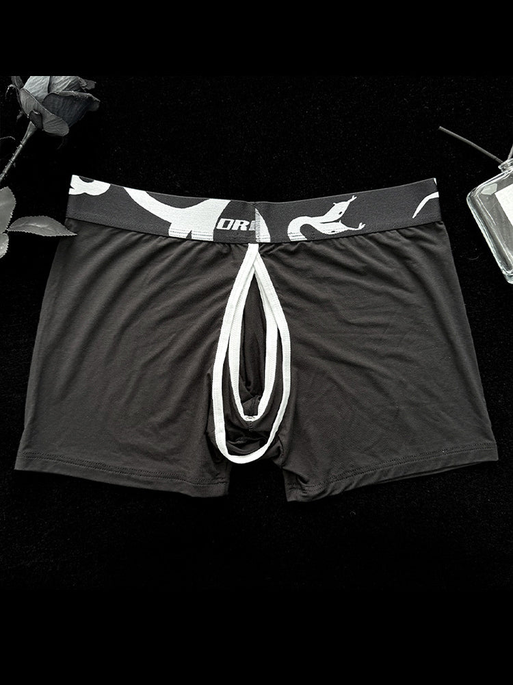 Men's Detachable Pouch Easy-Access Open Fly Modal Split-Crotch Boxers Briefs