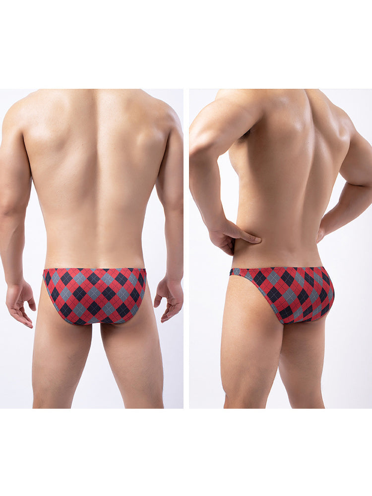 Rhombus Check Pattern Pouch Briefs
