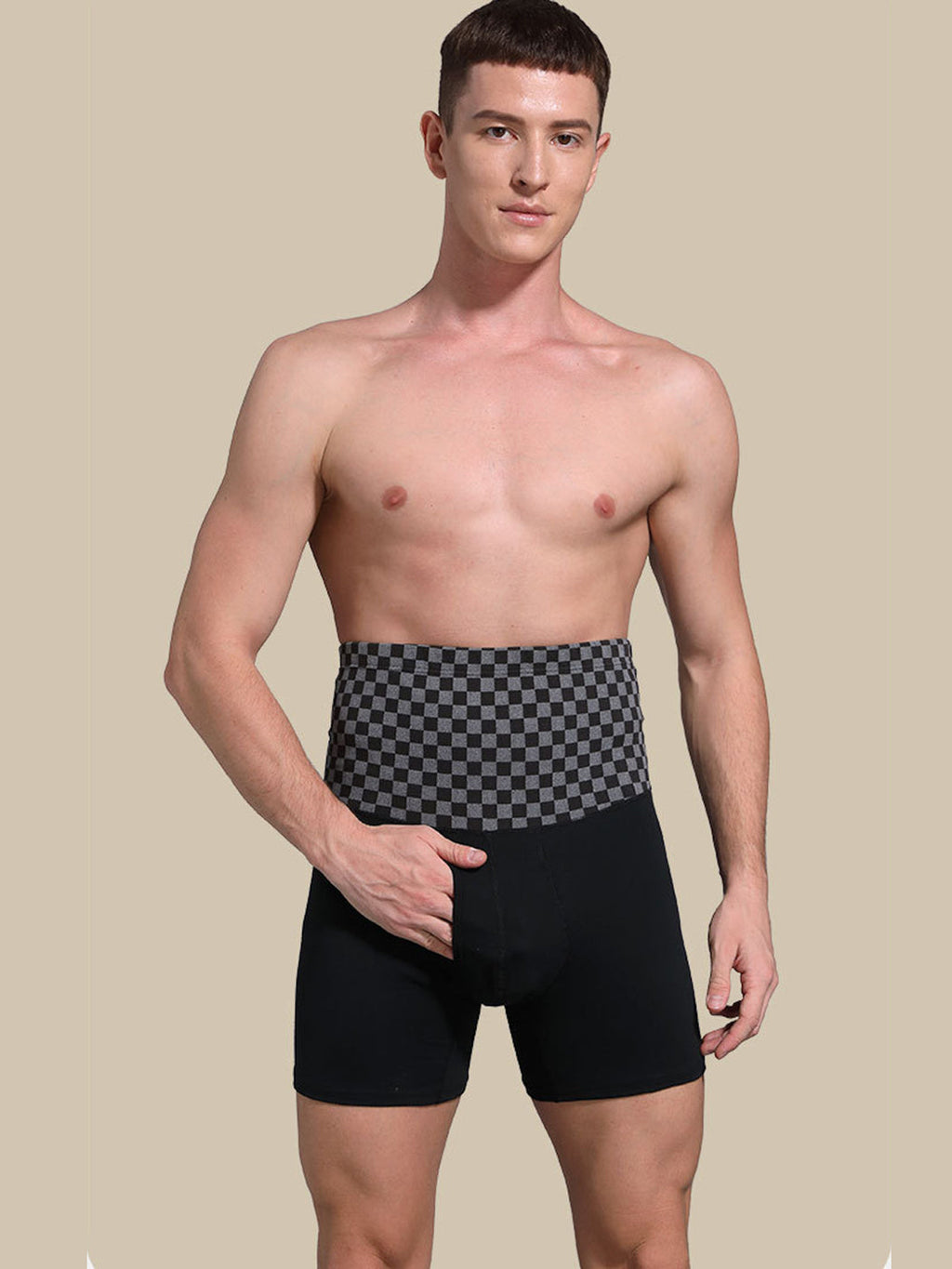 Men's Tummy Control Boxer Briefs With Functional Fly