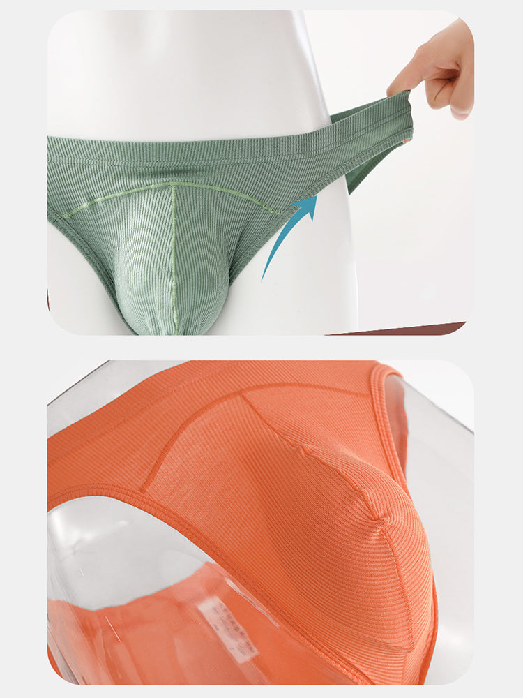 3 Pack Men's Sexy Threaded U-Shaped Briefs