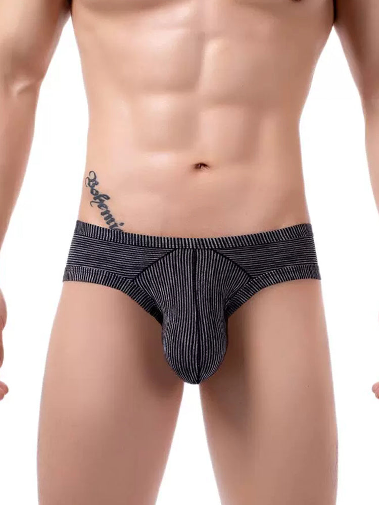 2 Pack Men's Low Rise Back Hollow 3D U-convex Large Pouch T-Back Briefs