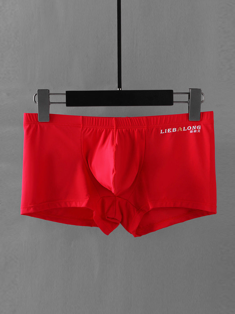 3 Pack Men's Breathable Ice Silk Double-Layered Big Pouch Sexy Boxer Briefs