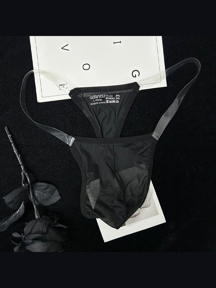 2 Pack Men's Sexy Seamless Semi-Transparent Thong & Strings