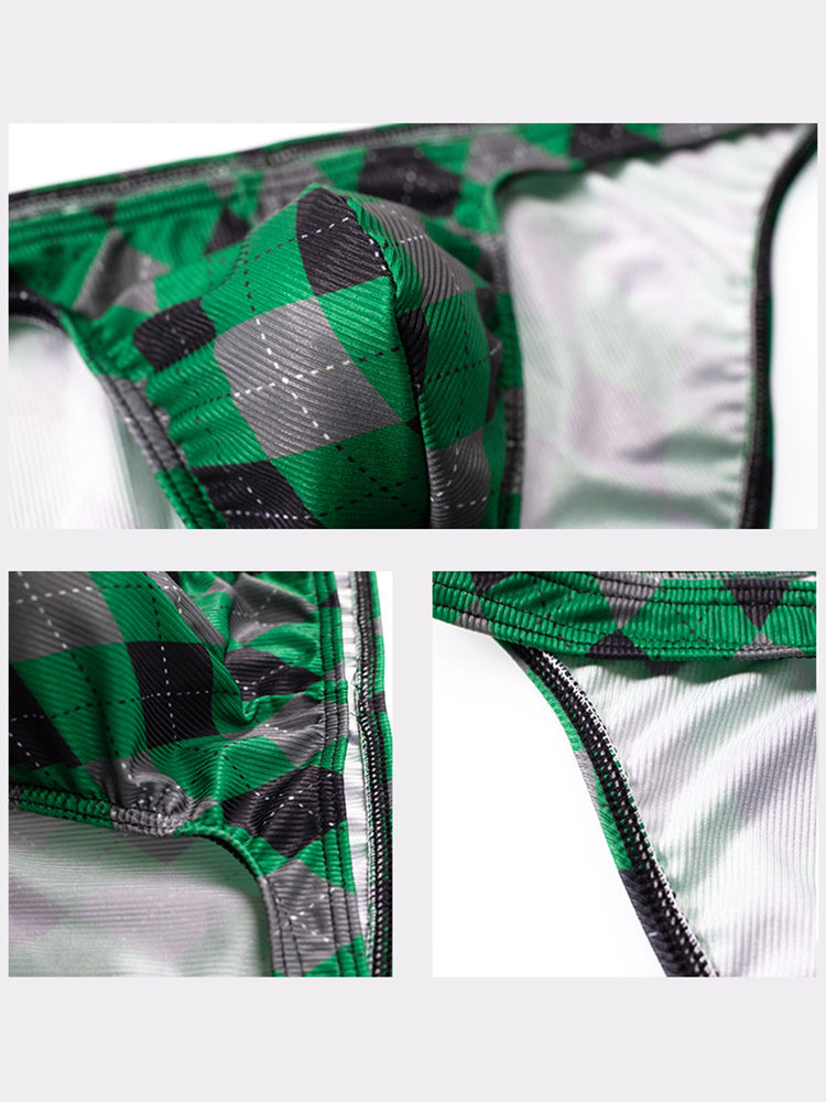 Rhombus Check Pattern Pouch Briefs