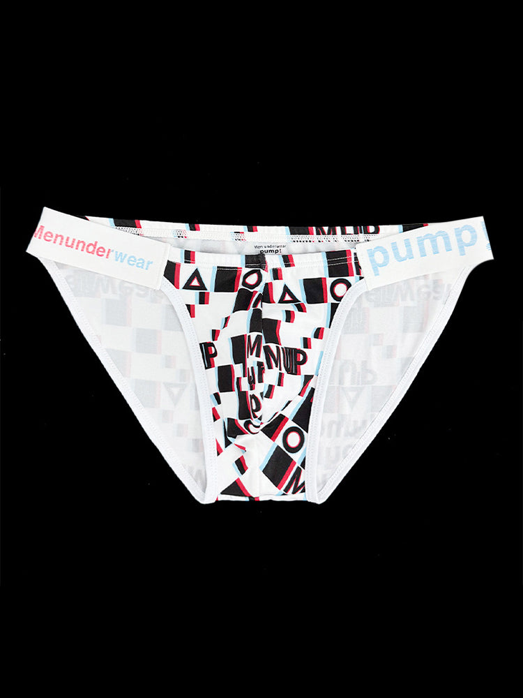 2 Pack Men's Breathable Alphabet-Print Expanded Pouch Briefs