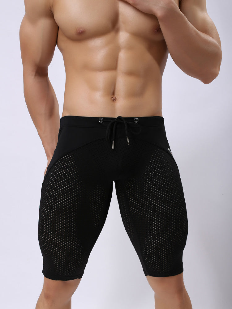 Men’s Athletic Compression Tight Shorts with Drawstring