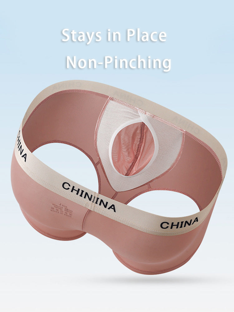 3 Pack Men's Ice Silk Bare-Sensation Breathable Lightweight Separating Trunks