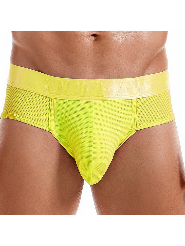 Men's Solid Color Mesh Breathable Sports Fitness Briefs