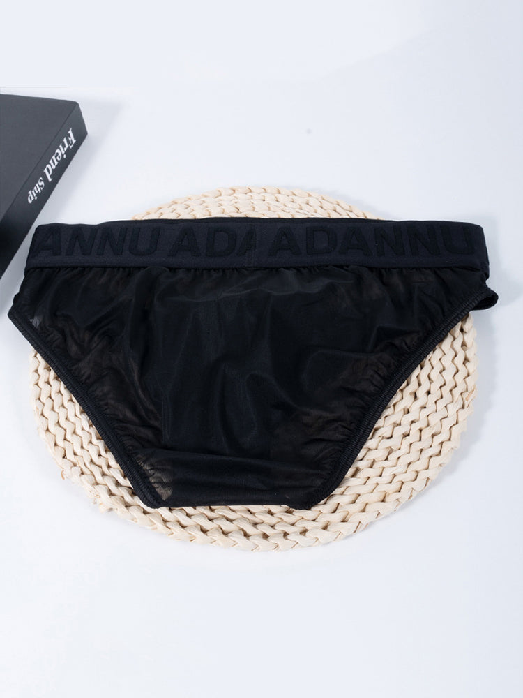 2 Pack Men's Stretch Solid Color Sexy Crotch Single-Layer Briefs