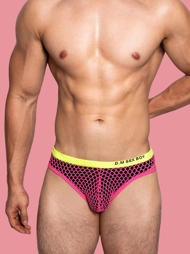 3 Pack Men's Low-Waist Sexy Big Mesh Breathable Transparent Sports Briefs