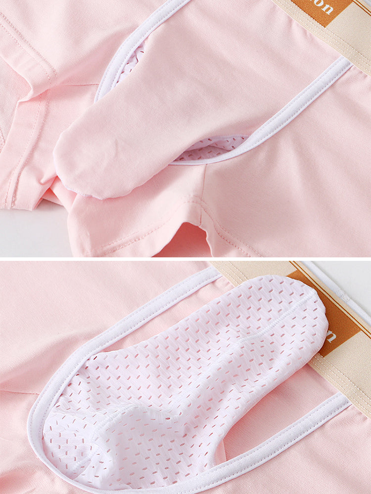 3 Pack Men's Elephant Trunk Separate Cotton Sexy Mid-Rise Solid Color Trunks